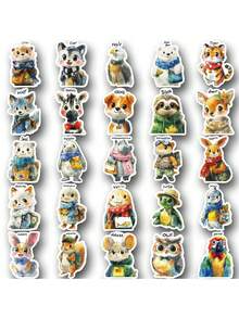 SCXXBSW 50pcs Fantasy Animal Cartoon Clip Art Cartoon Graffiti Stickers Decorative Phone Cases Hand Accounts Water Cups Notebook Luggage Waterproof Roll Stickers - Multicolor - View 12