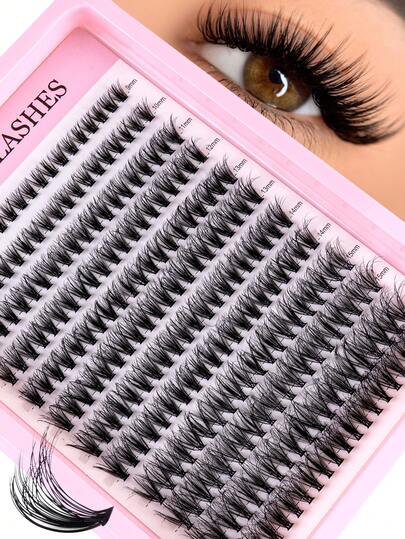 240 pestañas individuales, alta capacidad, rizado 30D/40D/80D, 8-16mm, pestañas postizas DIY, efecto de maquillaje natural, gruesas y largas, súper suaves y ligeras, reutilizables, pestañas postizas segmentadas de hebra única, kit de extensión de pestañas, adecuado para uso en casa o al aire libre, aplicable para la vida diaria, bodas, citas, fiestas, festivales de música, Halloween y otras ocasiones