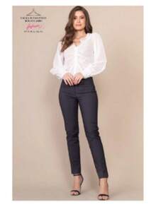Mixxon Women's Dress Pants Code 37258 – Tailored With Elastane, Elegance And Comfort - Casual Or For Uniform Haute Couture Simple Elegant Casual Button Pocket Zipper - Màu xanh hải quân - Xem 8