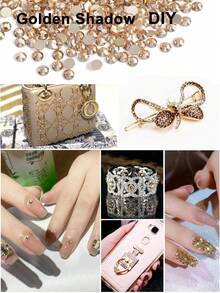 黎明/香槟金色 S3-SS20 1440 件免烫玻璃水钻散装用于工艺指甲舞蹈服装 DIY 衣服衬衫鞋子闪光装饰礼品平背圆形，免烫水钻超闪光水晶美甲水钻平背透明免烫半圆形水钻胶粘美甲装饰用于美甲 DIY - 彩色 - 查看 8