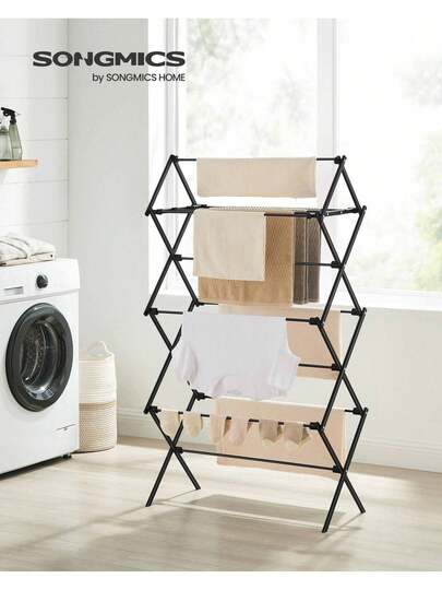 Foldable Clothes Airer, Clothes Drying Rack, Compact Clothes Horse Dryer, Laundry Rack, Steel Frame, Easy Assembly, Indoor Outdoor Use, BlackDrying Rack Back To School Travel Essentials Room Decor,Home Decor,Bedroom Decor Storage Organization And Storage Puppy Keep Dress Shorts Phone Case Bikini Summer Dresses For Women Skirt Summer Dress Dresses Nails Jeans Tops White Dress Dresses For Women