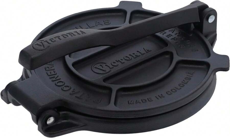 Victoria 6.5 Inch Cast Iron Tortilla Press. Tortilla Maker, Flour Tortilla Press, Rotis Press, Dough Press, Pataconera Seasoned With Flaxeed Oil - White - View 1