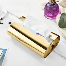 1pc Stainless Steel Elegant Rectangular Tissue Box Holder - Polished Finish, Perfect For Living Room, Bathroom & Dorm Decor School Supplies,Back To School