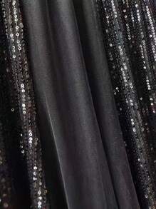 亮片网布拼布 A 字裙 - 黑色 - 查看 8