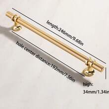 6件装铝合金黑金门把手衣柜厨柜抽屉实心拉手家具把手欧式现代五金 - 金色 - 查看 8