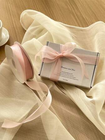 Milk Silk Chiffon Satin Ribbon Gift Packaging Supplies, Floral Bouquet Wrapping Material, Handmade Birthday Box Packaging Colored Ribbon, Gift Wrapping Woven Tape Hair Tie Cake Packaging DIY Bow Floral Bouquet Packaging Satin Ribbon