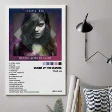 1 pieza Póster en lienzo de la portada del álbum musical "Reina de las nubes" - Pinturas modernas para decoración del hogar, sala de estar, dormitorio, oficina, estudio, baño, bar. Regalo opcional con marco - A - Ver 1