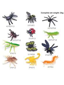 12pcs Lifelike Insect Model Ornaments Plastic Toy Set