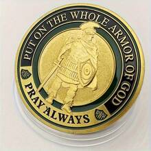 1pc Collectible Edition Armor Of God Challenge Coin - Inspirational Prayer Commemorative Coin, Perfect Creative Gift To Inspire Inspiration And Faith, Perfect For Golf Markers And Playing Card Protectors, Suitable For Holiday Party Gifts, Christmas - Silvery - View 5