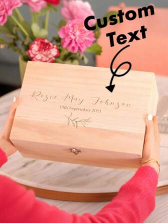 Caja de recuerdos personalizada para bebé recién nacido, juego de regalo de bautizo de lujo de madera, regalo para bebé recién nacido, regalo para nuevos padres, regalo de bautizo