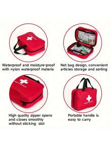 1 pièce Trousse de premiers soins rouge, sac médical, sac de rangement extérieur, pochette médicale imperméable, sac d'urgence épidémique, étui portable à main, sac de premiers soins portable, boîte à médicaments, pour la maison, la voiture, le secours extérieur
