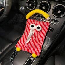 1pc Cute Monster Car Tissue Paper Holder/Car Seat Tissue Hanging Bag/Creative Cartoon Car Decor/Plush Tissue Box Cover For Bedroom