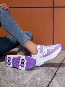 New Arrival Fashionable Minimalist 4-Wheel Roller Skates Removable Wheels Skate Shoes For Teenagers & Students - Purple - View 3