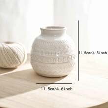 1 Pc Retro Milky White Kiln-Transformed Decorative Vase, Living Room Decoration Dry Flowers