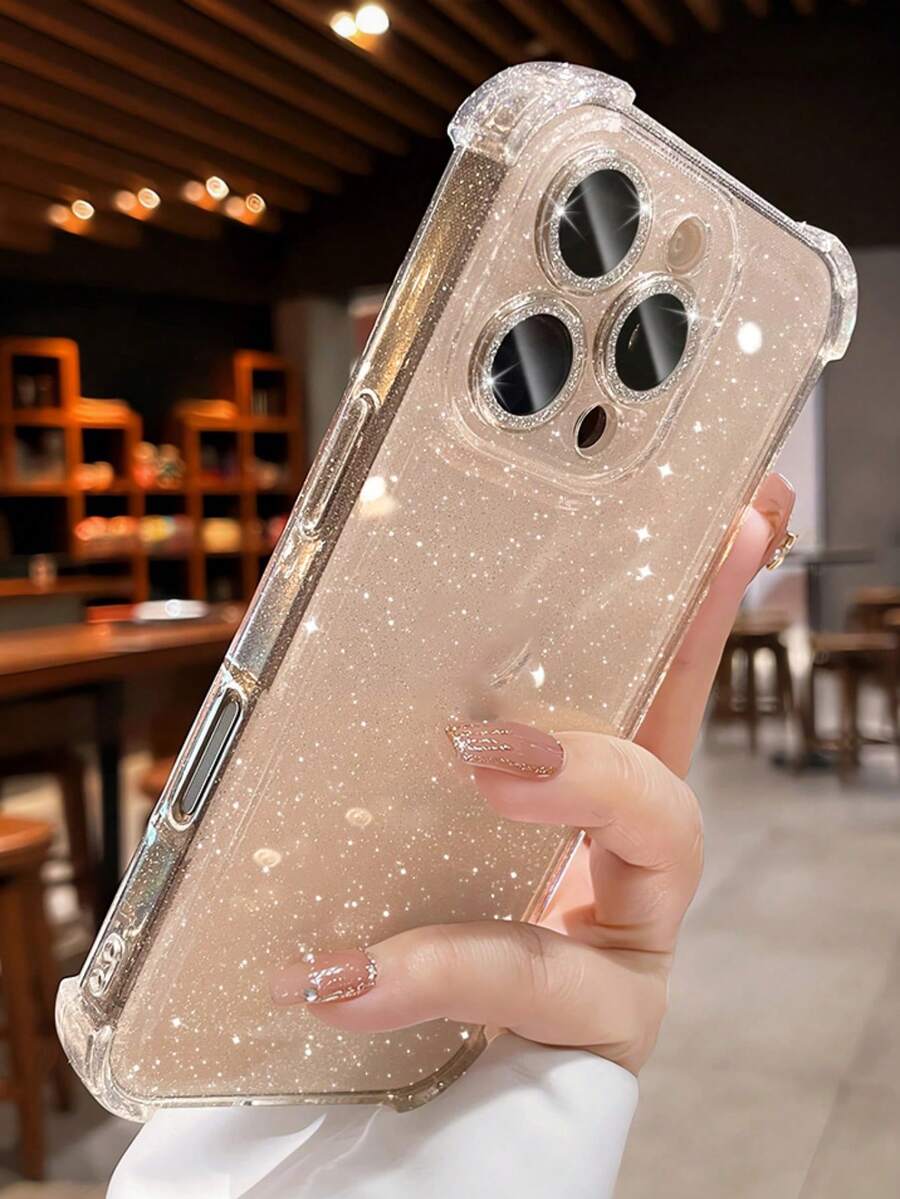 Luxury Shiny Transparent Soft Phone Case, Compatible With IPhone 16 Pro Max 17 15 14 13 12 11 Pro Plus 16E, With Lens Protection Cover