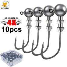 10 件/盒 3.5 克/5 克/7 克/10 克/14 克扁平钩杆，增加强度，螺纹钓鱼夹具头钩用于软饵诱饵蠕虫钩，钩尖类似于鹰嘴形状，因此捕获的鱼不易脱钩
