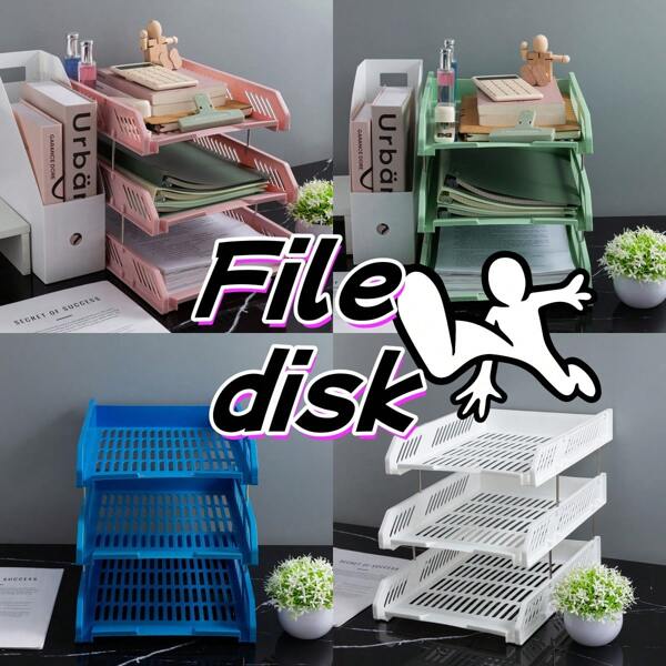 Plastic Hollow Multi-Layer File Tray, Moisture-Proof File Storage, Sturdy File Rack, Desktop File Organizer, Office Supply File Sorter School Supplies, Back To School