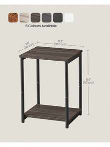 Set Of 2 Side Tables, 2-Tier Sofa Side Tables, Bedside Tables With Steel Frames, For Living Room, Bedroom, Home Office, Industrial Style, Chestnut Brown - 灰色 - 查看 6