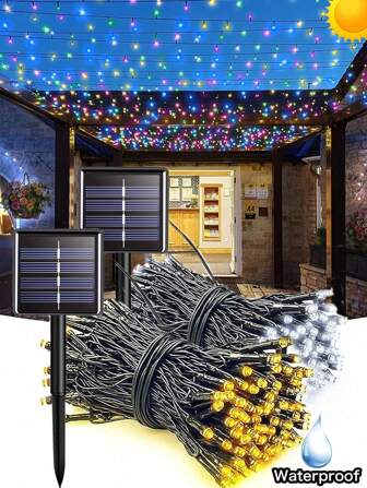 Solar Lights Outdoor Waterproof 200 LED 72ft ,100 LED 39ft,50 LED 23ft,20 LED 16.4ft 30LED Solar Powered String Lights With 8 Lighting Modes Solar Christmas Lights Warm White/Multicolor/White - Green Wire Solar String Lights For Outside For Outside Tree Yard Garden Deck Fence Patio Balcony Gazebo Wedding