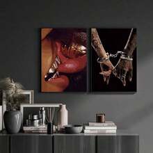 2 Pcs Framed, Black Couple Posters, Love Canvas Prints, Valentine's Day Decor, Romantic Canvas Wall Arts, Artwork Wall Painting For Gift, For Perfect Housewarming Gift For Newlyweds, Wife, Wedding Or Anniversary, Valentine Day Gifts Birthday Graduation