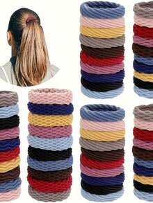 5seamless Elastic Hair Bands For Women And Girls - Thick Anti Slip Ponytail Strap Suitable For Curly Hair - Soft Knitted Fabric With Multiple Colors To Choose From, Fashionable Daily Hair Fixing Strap - 彩色 - 查看 6
