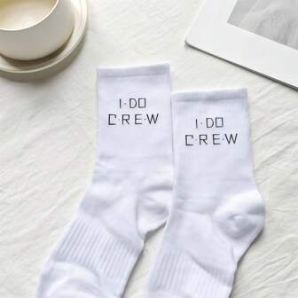 1 Pair Wedding Decoration I DO CREW White Socks Bachelorette Party Bridal Shower Wedding Engagement Honeymoon Travel Wife Gift, Christmas