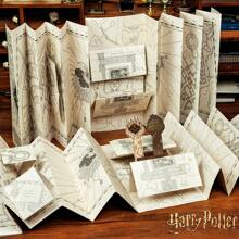 Harry Potter 1pc Officially Licensed Harry Potter Marauder's Map With 5 Vintage Bookmarks, Hogwarts Magical Cosplay Prop, Aesthetic Funny Bookmarks, Magic Treasure Map For Fans & Book Lovers, Office Supplies Back To School