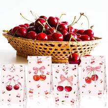 4/6/12/24pcs Cherry Print Gift Bags With Pink Bow - Cute Fruit Theme Paper Tote Bags, Perfect For Birthday, Party And Holiday Decoration, Indoor And Outdoor - Multicolor - View 6
