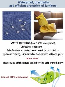 1件装防水玉米绒弹力沙发垫套客厅弹力沙发垫套家居装饰沙发套 - 藏蓝色 - 查看 10