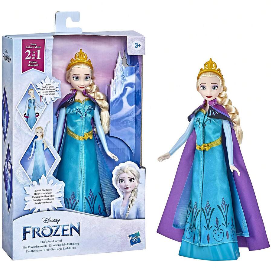 Hasbro 孩之宝雪奇缘艾莎的皇家揭秘，艾莎玩偶，二合一时尚变身，时尚玩偶配饰，适合 3 岁及以上儿童的冰雪奇缘玩具 (F3254) - F3254 - 查看 1