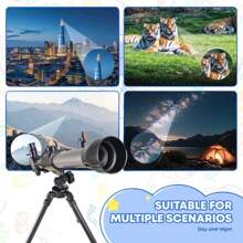 Przenośny zestaw teleskopowy o dużym powiększeniu dla początkujących, z 3 regulowanymi poziomami powiększenia, nadaje się do obserwacji w terenie i obserwacji rozgwieżdżonego nieba. Idealny wybór dla początkujących, do ręcznego ustawiania ostrości, jako prezent popularyzujący naukę lub prezent urodzinowy.