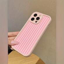 White Powder Stripe Pink Scrub All Inclusive Drop Resistant Shock Case For IPhone 16 15 13 14 12 11 Pro Max 14 15 16 Plus