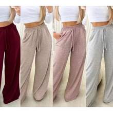 Women's Cold Weather Wide Leg Pants, Winter Fashion 2025 - Rusty Rose - View 4