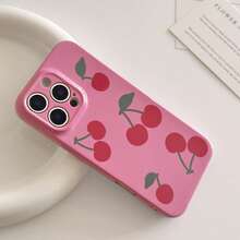 GUCADI 1pc White Small Cherry Design Phone Case Compatible With Apple Phones Waterproof Shockproof Anti-Fall Scratch Resistant - Rose Red - View 6