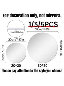5pcs, Wedding Mirror Tray, 8-Inch Round Mirror Candle Board, Used For Wedding Decorations In The Center Of The Table, Baby Shower Mirror Decoration Tray, Wedding Table Candles, Party Tiles, Christmas Decorations, Jewelry Store Tray Wall Decor Room Decor Stickers Personalised Stickers