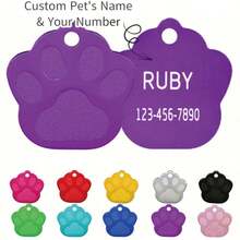 Custom Dog Tags Pendant, Personalised Cat Dog Puppy Pet ID Name Pendants, Collar Tag Pendant Pet Accessories Cat's Paw Shape Pendant, Prevention Of Accidental Loss Perfect Gift For Your Pet - Multicolor - View 2