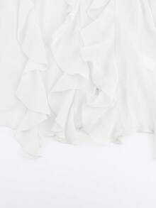 HZXVIC Women's New Autumn French Style Multi-Layer Ruffle Sheer V-Neck Drape Long Sleeve Blouse - White - View 9