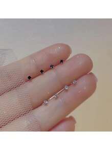 2/4/8 أزواج من أقراط الأذن ذات الزركونيا المكعبة الكلاسيكية السوداء والبيضاء - غير مسببة للحساسية، للنوم، طلاء سبيكة النحاس خالي من النيكل، مجوهرات متعددة الاستخدامات للأعياد والاستخدام اليومي، مناسبة لجميع المواسم