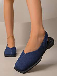 Giày bệt quai cài khóa sang trọng thiết kế năm 2026, dép bít mũi nhọn kiểu dáng thường ngày dành cho nữ. - Màu xanh lam - Xem 4