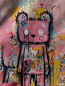 Colorful Graffiti Print Plus Size Men Short Sleeve T-Shirt, Fashion Casual Hip Hop Round Neck Tee, Street Wear - Multicolor - View 5