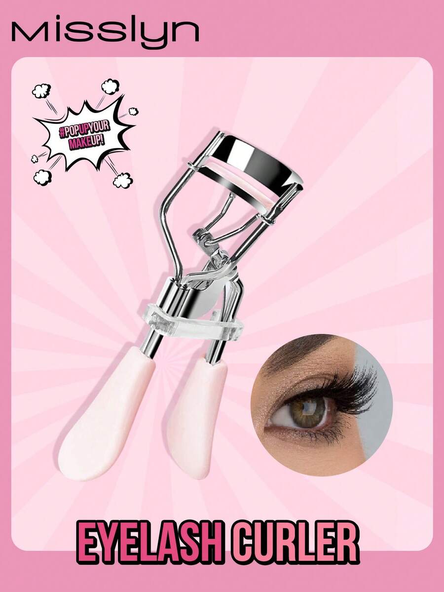 1 chiếc dụng cụ uốn mi bằng thép không gỉ MISSLYN, thiết kế miệng rộng giúp giữ nếp mi lâu hơn, dụng cụ thiết yếu cho chuyên gia trang điểm chuyên nghiệp. - Màu Hồng baby - Xem 1