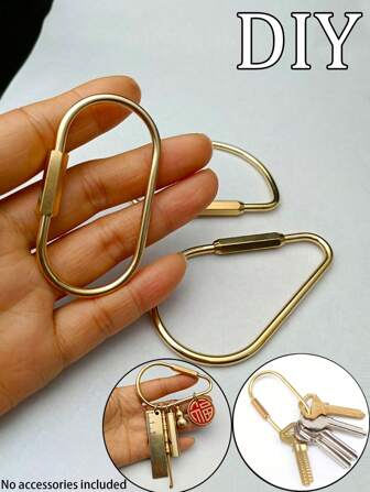 Oval Key Ring Split Chain Rings Key Holder Loop Craft, Small Locking Carabiner Gold Brass Screw Lock Key Ring Brass Keychain Clip Screw Locking Key Chain For Women Men Key Holder,Special-Shaped Waist Hanging For Men, Large Metal Keychain, Outdoor Equipment