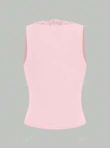 Women's Sexy V-Neck Lace Y2K Casual Vest Top, Fashion Comfortable Spring Summer Holiday Commuter