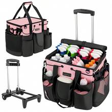 Large Cleaning Caddy For Cleaning Supplies Organizer, Rolling Cleaning Caddy Bags With Wheels For Housekeepers, Cleaning Carts On Wheels For Home Car Office Picnic - Pink - View 1