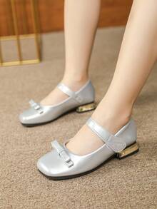 Girls Sparkling Silver High Heel Shoes - Silver - View 3