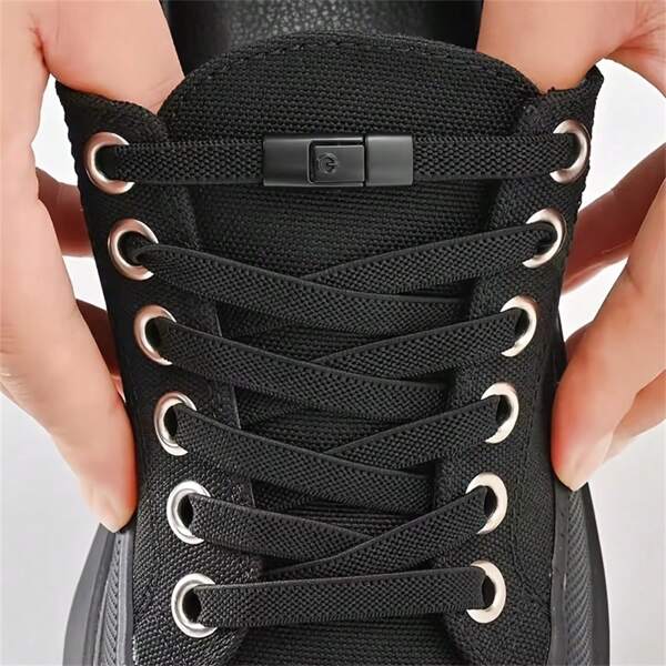 1 Paar elastische, schnürsenkellose Schnürsenkel für Sportschuhe, enthält 2 flache Schnürsenkel und 2 Clips