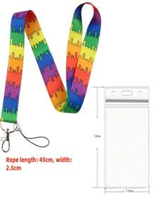 2pcs (1 Lanyard + 1 Card Holder) Colorful Cartoon Lanyard With Card Holder, For Keys, Key Chain, Badge, ID Card, Credit Card, Passcard, Cord, Rope, Phone Charm, Accessories, Detachable,School Supplies,Back To School