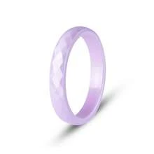 1 Pc Hypoallergenic Ceramic & Enamel Ring For Her And Him, 3mm Wide Black White Pink Green Wedding Band For Women & Men, Unisex Comfort Fit Jewelry Gift - Faceted Ceramic - View 7