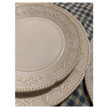 1 pieza Plato cerámico floral retro premium, plato occidental para bistec, plato para ensalada, plato para aperitivos y postres, apto para cocina, hotel, restaurante, catering, uso diario, vajilla comercial