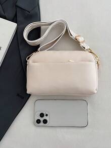 Minimalist Simple Crossbody Bag, Fashion PU Shoulder Bag, Ladies Casual Handbag And Wallet Set - White - View 3